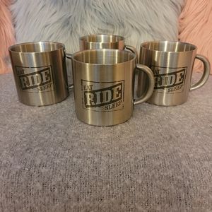 Set of 4 Stainless Steel Mugs "Eat Ride Sleep"